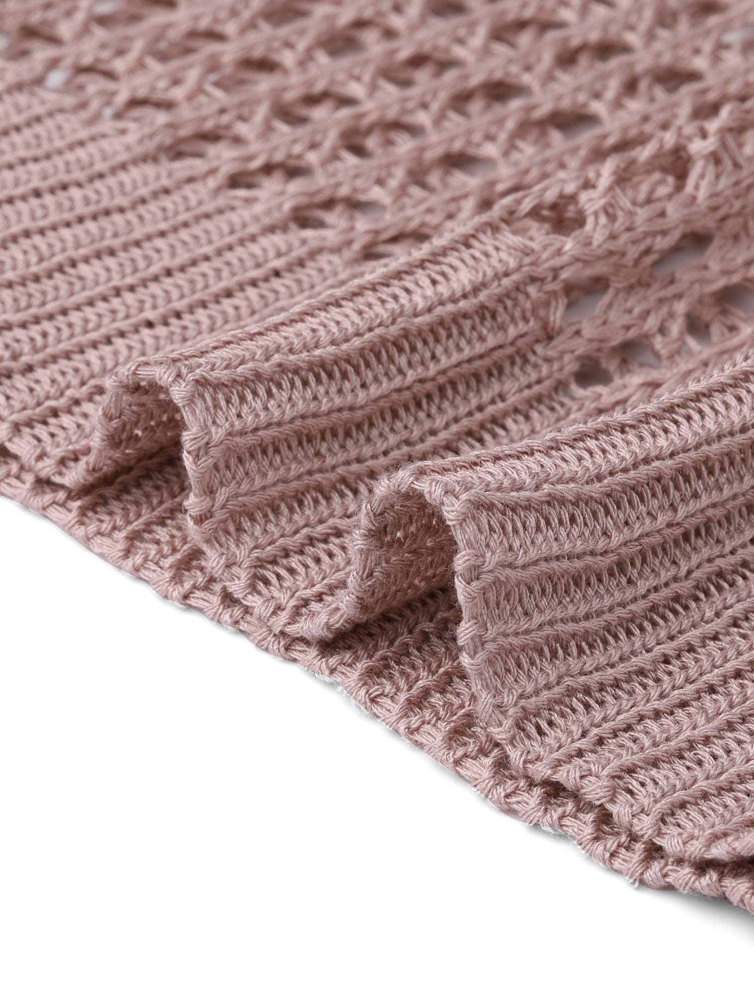 DARING DIVA Women's Long Sleeve Hollow Out Crochet Open Front Long Cardigan XL Pink