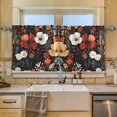 thumbnail image 2 of Yayeee Kitchen Curtains Tier Set of 2 Light Filtering 57"x36" Over Sink Window Panels, Red Flowers Pattern, 2 of 7