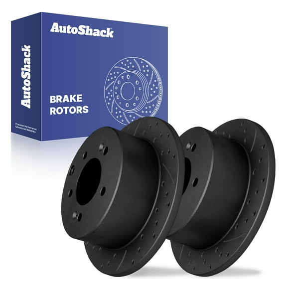 AutoShack Rear Brake Rotors for Kia, Soul 2010-2013 Forte 2010-2013 Forte5 2012-2013, FWD L4 1.6L 2.0L 2.4L - E-Coated Drilled & Slotted - Black Finish - NightGuard - 10.31" (262 mm), 5-Lug
