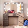 thumbnail image 3 of Boahaus Nova Vanity Desk with Mirror and Lights – 7 Drawer Makeup Vanity Table with Storage, Power Outlet and Stool, 3 of 13