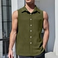 thumbnail image 2 of snilers Men's Sleeveless Shirts Button Up Lapel Tank Tops Solid Color Casual Summer Beach Tops Breathable Relaxed Fitted Multicolour, 2 of 6