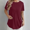 thumbnail image 2 of Plus Size Womens Clothing Summer Shirts Solid-color Fashionable Back-button T-Shirts Round-neck Top Short-sleeved Round-neck Top/T-Shirts, 2 of 7