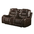 thumbnail image 6 of 78'' Leather Sectional Reclining Sofa Couch with Stainless Cupholder & Console Motion for Living Room, 2-Seat Manual Recliner Heavy Duty Sofa Couch for Apartment Office, PU Brown, 6 of 7