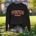 thumbnail image 2 of Olyvenn Pumpkin Season Sweatshirt Fall Shirt Women Fall Crewneck Tops Thanksgiving Halloween Embroidered Pullover Outfits Black M, 2 of 3