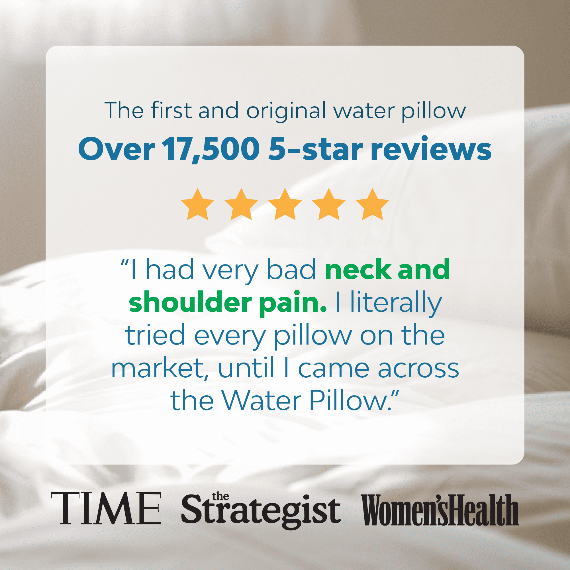 Water Pillow - Elite Collection, Down Alternative Pillow. Orthopedic Pillow for Neck Pain Relief, Adjustable Water Pillow for Sleeping. (Single Pillow)