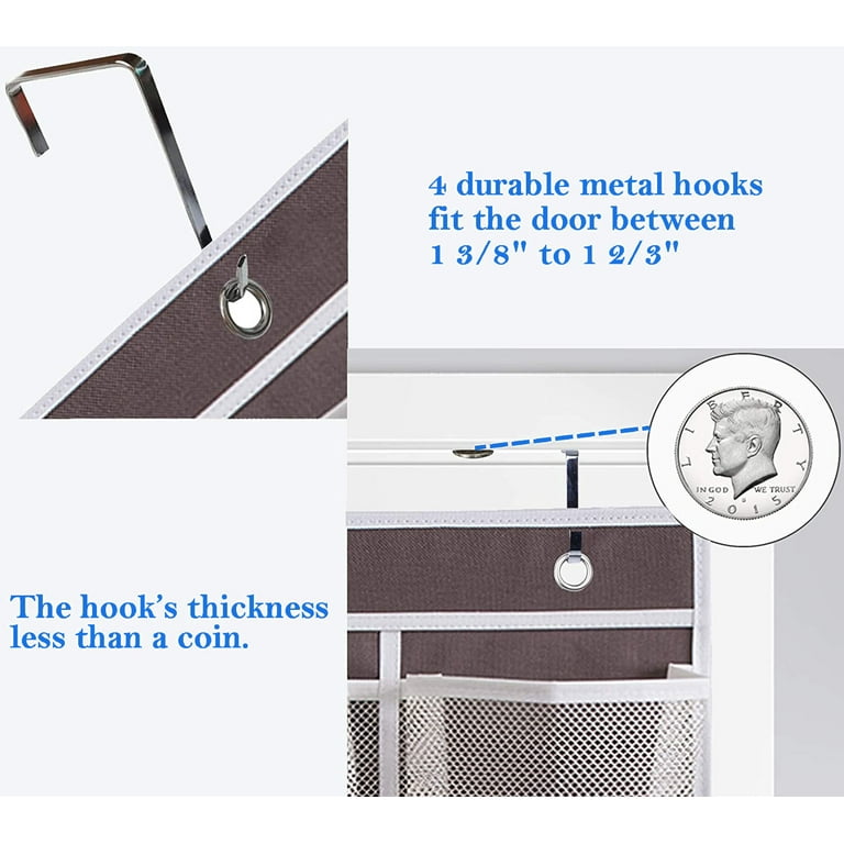 MISSLO Heavy Duty Over Door Organizer Hanging Shoe Storage for Narrow Door with 12 Large Mesh Pockets Coffee Walmart