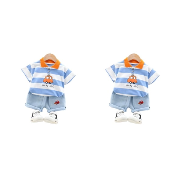 Minnieouse Conjunto de pantalón y camisa con patrón de rayas para niños de estilo informal, conjunto de pantalones cortos para fiesta de viaje Blanco 80cm 2piezas