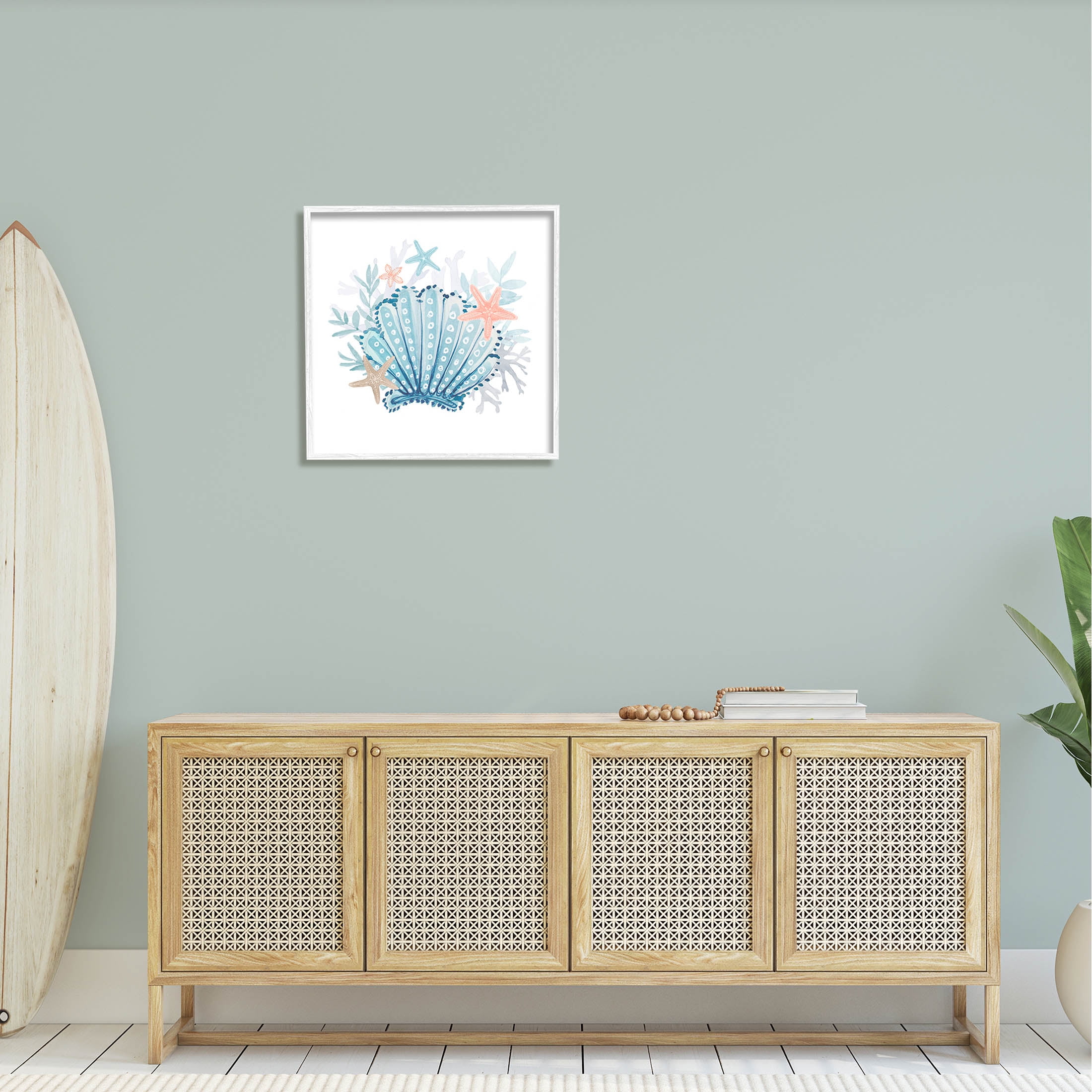 Maritime Clamshell Layered Coral Animals & Insects Graphic Art White Framed Art Print Wall Art