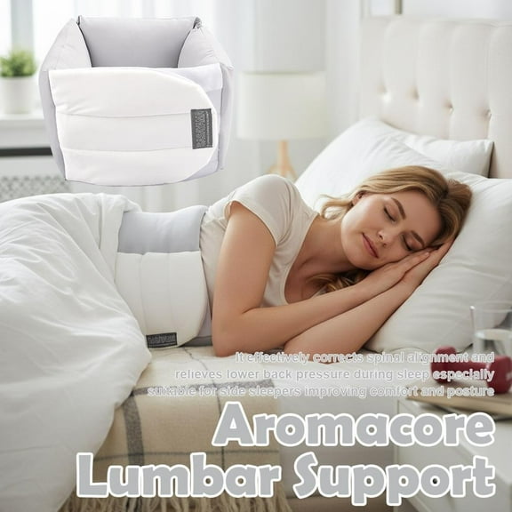 Lumbar Support Pillow for Sleeping, Lower Back Sciatic Nerve Pain Relief, Soft Silk Cotton Lumber Pillow for Bed, Adjustable Wrap Around Lumbar Cushion for Side, Back & Stomach Sleepers