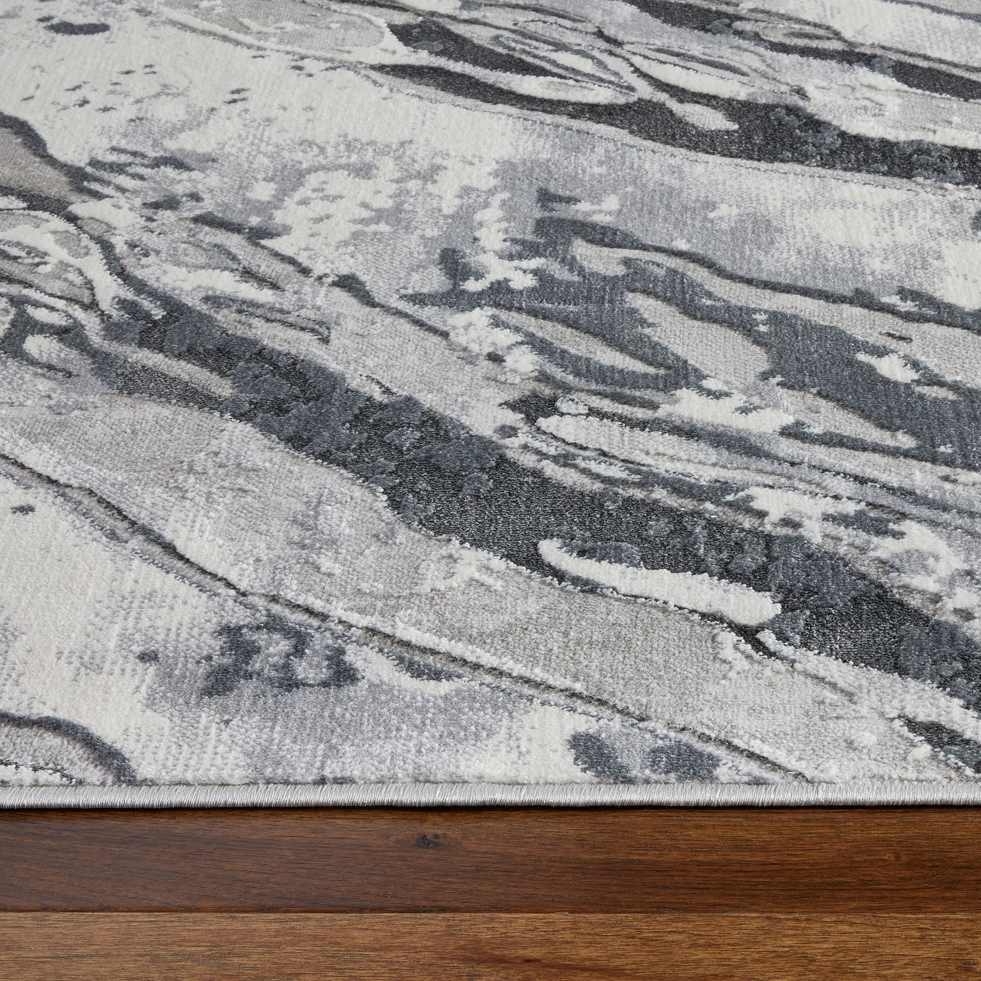 Everloom Laura Marble Chic Abstract Area Rug, Grey/White, 5'2"x7'2