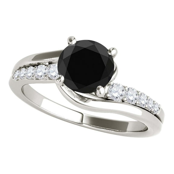 Mauli Jewels Engagement Rings for Women 1.25 Carat Halo Black Diamond Engagement Ring 4 Prong-Setting 14K Rose, White & Yellow Gold