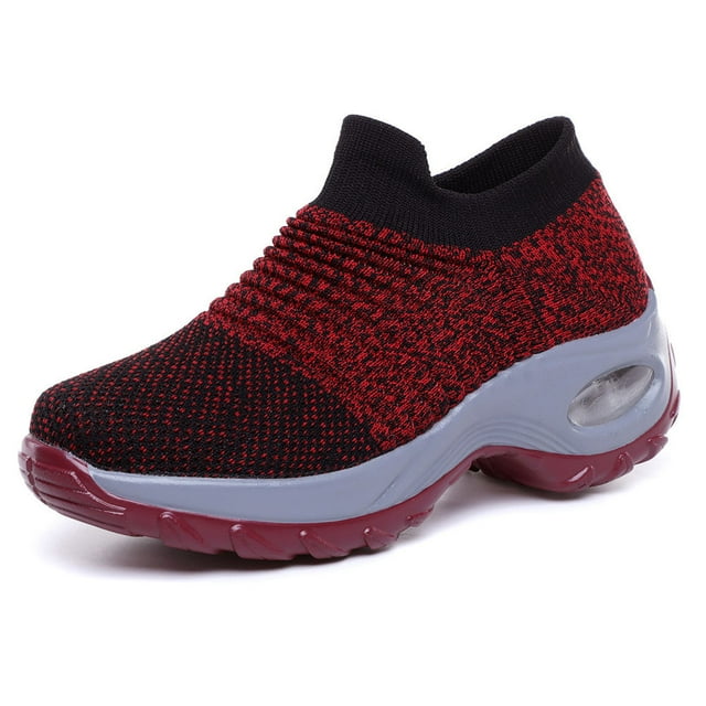 Chaussures de Marche en Maille pour Femmes à Enfiler avec Coussin d'Air, Confortables, à Plateforme pour le Travail