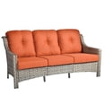 thumbnail image 3 of Ovios Outdoor Patio Sofa 3-Seater with Cushions All-Weather Wicker Rattan Couch for Garden, Porch, or Backyard, 3 of 7