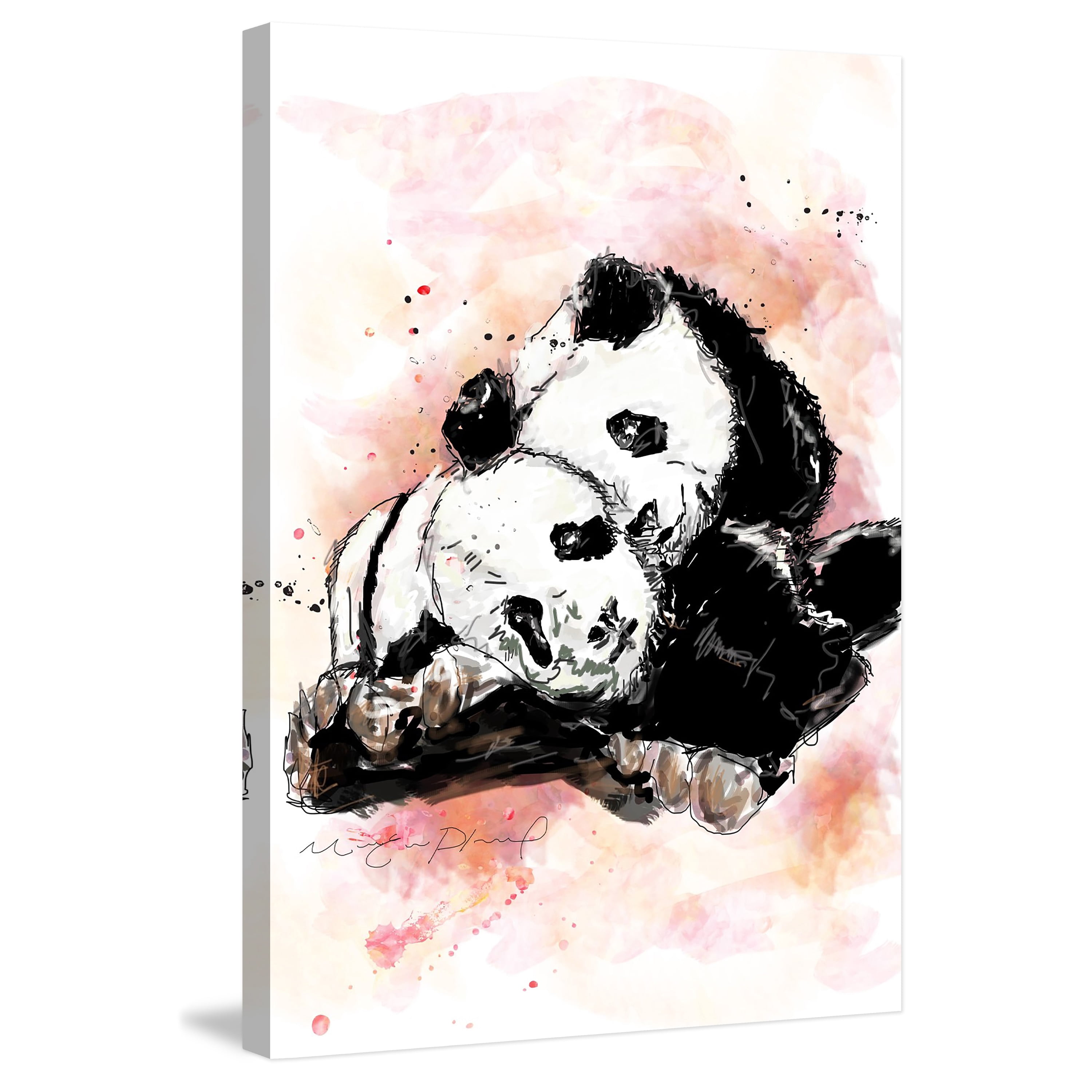 Marmont Hill "Deux Pandas 2" by Marie-Eve Pharand Painting Print on Wrapped Canvas