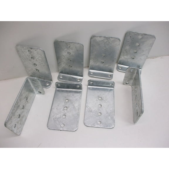 (8) Vertical Pontoon Boat Trailer Bunk Bolster L Brackets / 5" by 8" Galvanized
