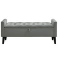 thumbnail image 4 of 47" Velvet Storage Bench, Upholstered Bed Bench with Storage, End of Bed Ottoman with Wooden Legs,Bedside Storage Bench for Bedroom, Living Room, or Entryway, Drak Grey, 4 of 9
