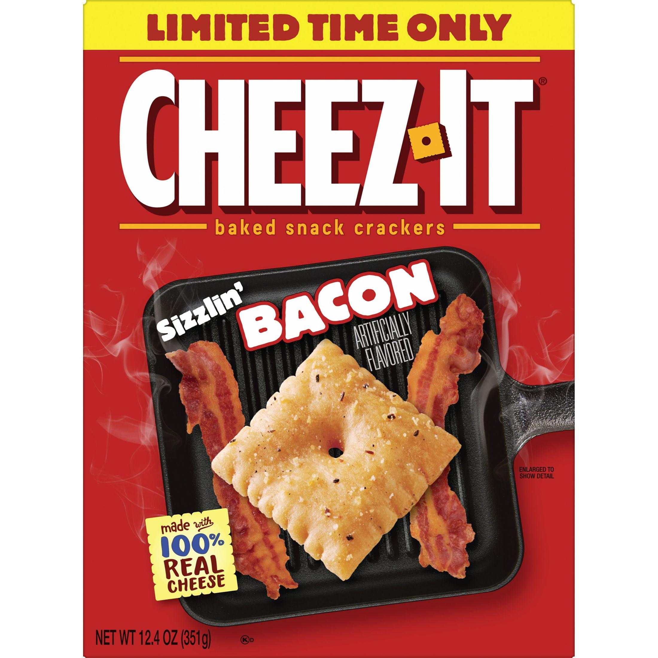 Cheez-It Sizzlin' Bacon Cheese Crackers, Baked Snack Crackers, 12.4 oz