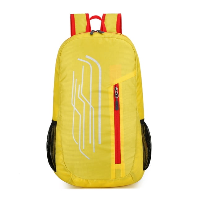 Mochila para deportes al aire libre, bolsa plegable impermeable ligera, mochila de gran capacidad, color amarillo