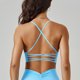 thumbnail image 3 of Mujeres de color sólido cuatro filas ajustable inalámbrico sujetador doble hombro yoga deportes sujetador a prueba de choques, ejercicio deportes sujetadores para mujeres, 3 of 7