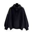 thumbnail image 2 of BAETEUY Unisex Fall Winter Sweatshirt - Half Zipper Half High Collar Solid Color Sport Top, 2 of 7