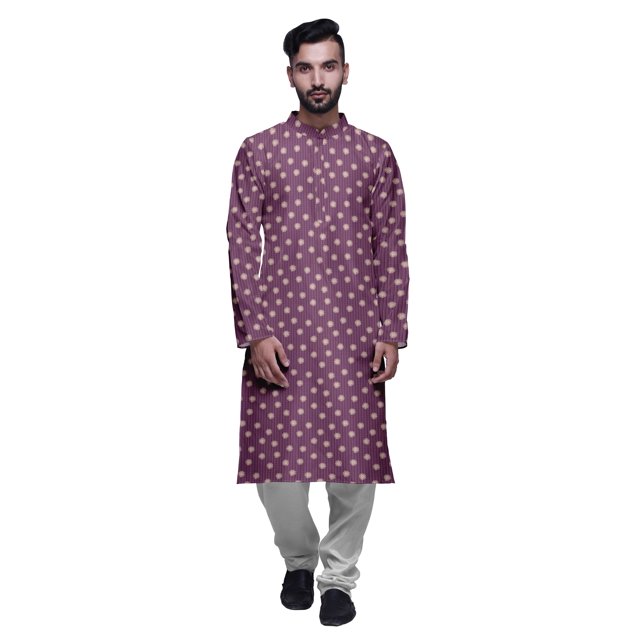 Atasi Kurta Pyjama de Fête pour Hommes, Col Mandarin, Ensemble Ethnique Imprimé Kurta