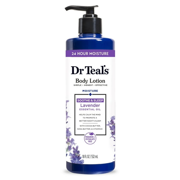 Dr Teal's 24 Hour Moisture Body Lotion with Lavender Essential Oil, 18 fl oz