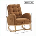 thumbnail image 3 of Rocking Chair with Footrest, Caramel High Back Lounge Armchair | Rubber Wood Legs | Foam, Rubberwood, 3 of 15