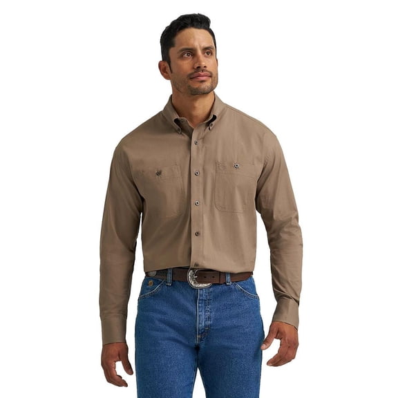 Wrangler Mens George Strait Walnut Solid Shirt