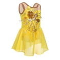 thumbnail image 2 of IBTOM CASTLE Girls Ice Figure Skating Dress Sparkly Sequins Sheer Mesh Chiffon Ballet Dance Leotard Dress Ballerina Dancewear 9-10 Years Yellow, 2 of 8