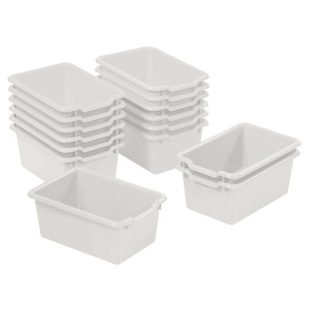 ECR4Kids Scoop Front Plastic Storage Bins Multipurpose Organization White 15-Piece