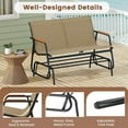 thumbnail image 4 of LDAILY Outdoor Glider, 2/3-Person Gliding Bench with Heavy-Duty Metal Frame & Teak Wood Armrests, Breathable Quick-Dry Fabric, 42.5" L x 45" W x 33" H Patio Glider for Poolside, Garden (29”x45”x33”), 4 of 9
