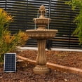 thumbnail image 3 of XBrand 39" 2-Tier Outdoor Freestanding Solar Water Fountain - Classic Design, Sand Stone Resin w/ Auto Shut-off Pump - Ideal for Yard, Lawn and Garden Décor, 3 of 12