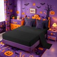 thumbnail image 3 of Homewish Spooky Halloween Spider Web 7 Pieces Full Size Bedding Sets,Flying Bat Pattern Full Size Bed in a Bag,Purple Black,Black Reversible, 3 of 8