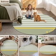 thumbnail image 5 of Round Area Rugs Collection 3.3 Ft, Anchor Sage Green Non-Slip Residential Carpet, Yellow Nautical White Geometric Stripe Indoor Crawling Mats Doormat Runner Rugs Play Mat for Bedroom, 5 of 8