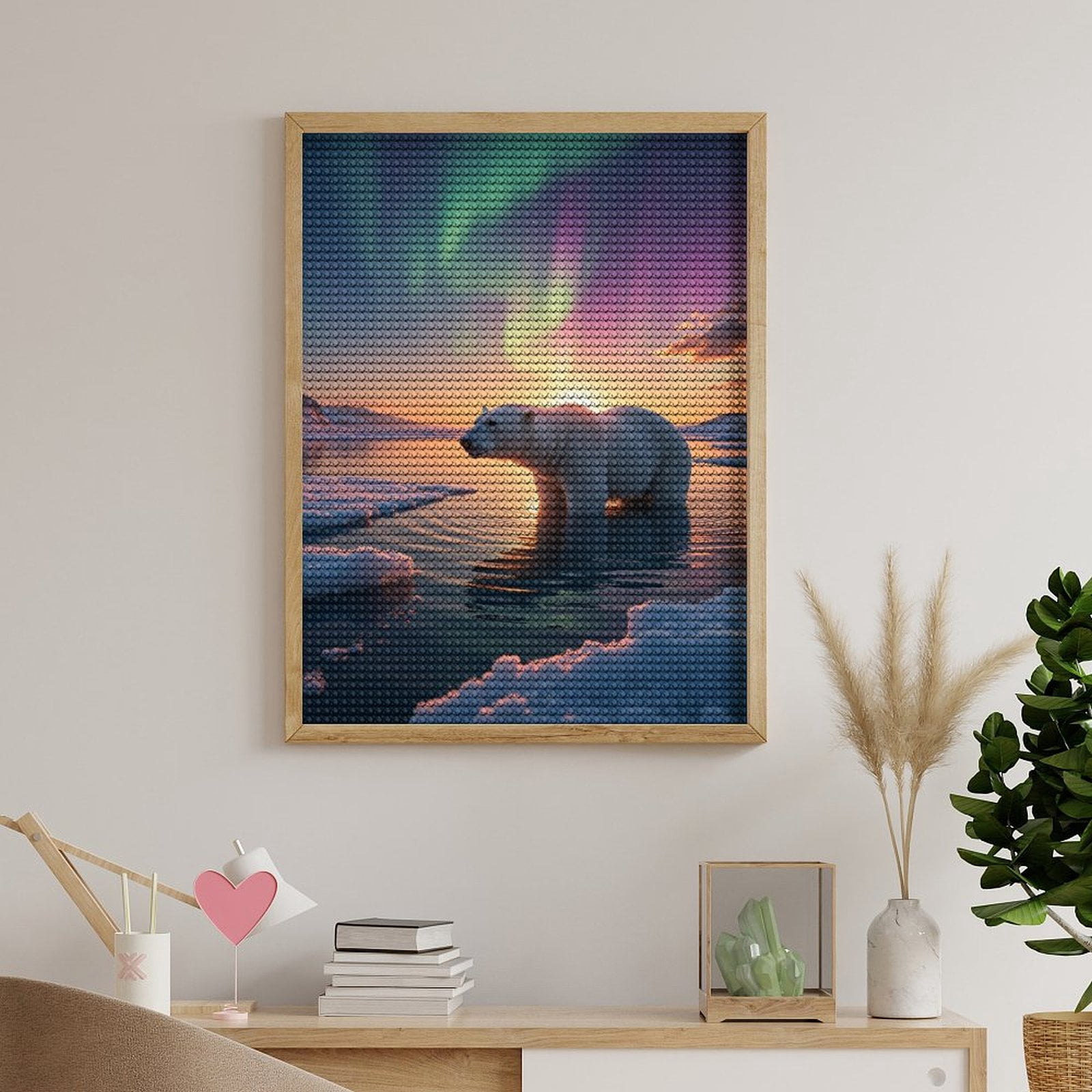 Diamond Art Kits for Adults, Polar Bear Northern Lights Sunset 5D Diamond Painting Kits for Adults Beginners, DIY Full Drill Diamond Painting, Gem Art and Crafts 12x16