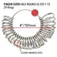 thumbnail image 5 of The Beadsmith Half-Round Finger Gauge – U.S. Sizes: 1-15, Full and Half Sizes – 29 Steel Rings with Marked Measurements – Tool for Measuring Fingers and Determining Ring Sizes, 5 of 5