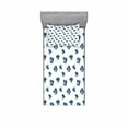 thumbnail image 2 of Ambesonne Floral Fitted Sheet & Pillow Sham Set, Watercolor Violet Blooms, Queen, Turquoise Navy Blue, 2 of 3
