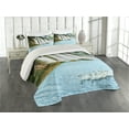 thumbnail image 2 of Ambesonne Waterfall Quilted Coverlet 3 Pcs, Lake and Swans Nature, Queen Size, Blue Green White, 2 of 4