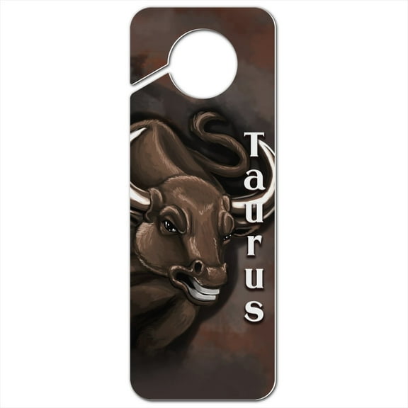 Taurus the Bull Zodiac Horoscope Plastic Door Knob Hanger Sign