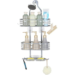 Lamstom Shower Caddy Over Shower Head Never Rust Aluminum Large Hanging Shower Caddy with 12 Hooks for Razor/Sponge - Over The Shower Head Caddy with