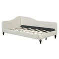 thumbnail image 7 of Bed Frame Twin Size L-Shaped Linen Daybed, with Solid Wood Legs, Beige, 7 of 7