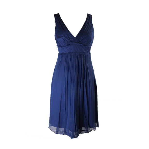 Laundry By Shelli Segal Womens Navy Sleeveless V-Neck Empire-Waist Dress 8