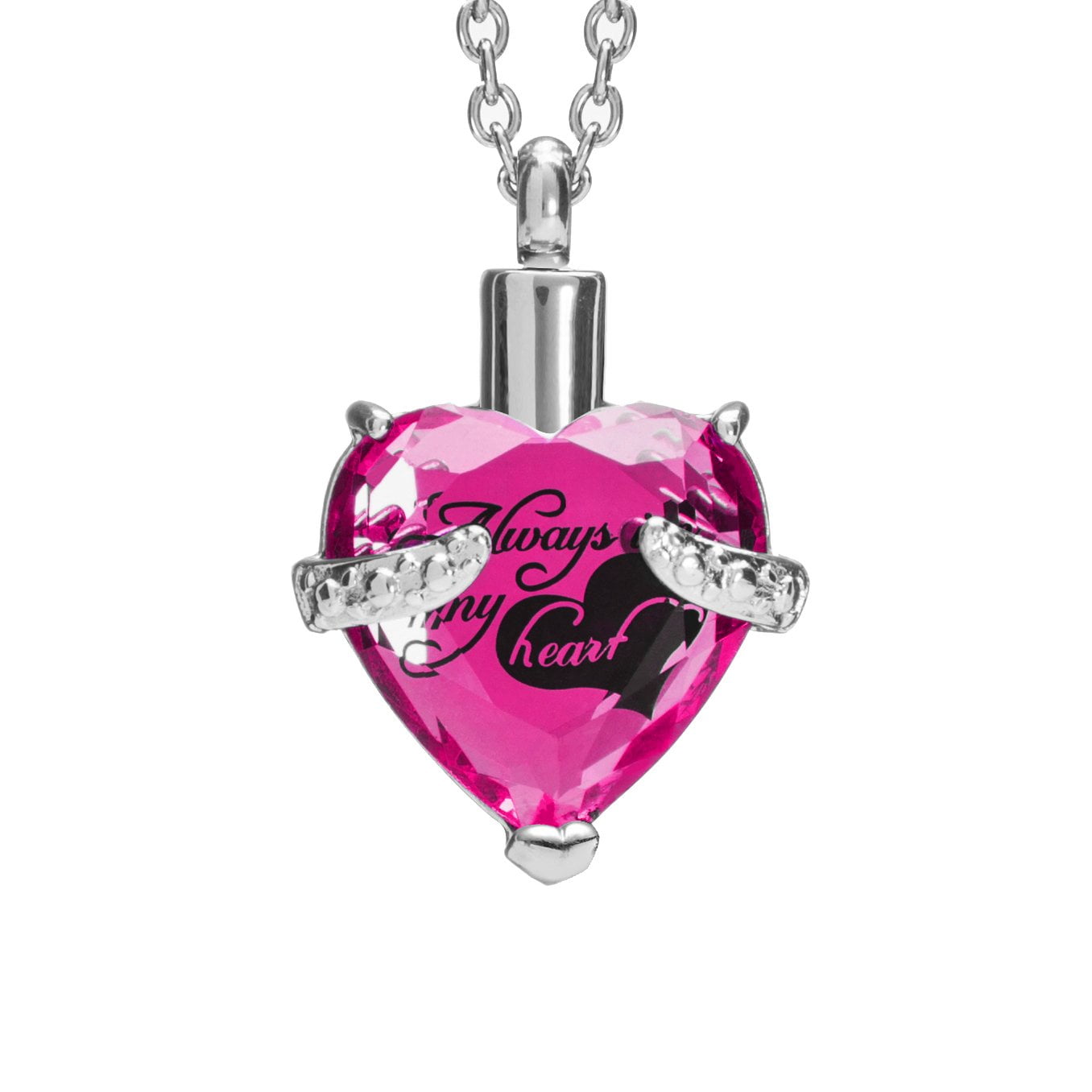Crystal Dad Rose Gold Heart Urn Pendant-Memory Ash Cremation Jewellery Engraving