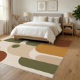 thumbnail image 3 of ODIKA 6'x9' Washable Area Rug Earthy Tones Abstract Geometric Design Modern Artistic Interpretation with Bold Geometry for Queen Size Bedroom, Under Bed, Master Suite, Easy Care, Non-Shedding, 3 of 7