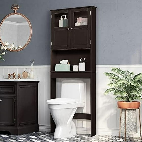 Over The Toilet Storage Space Saver Bathroom Cabinet Organizer Storage Cabinet Brown