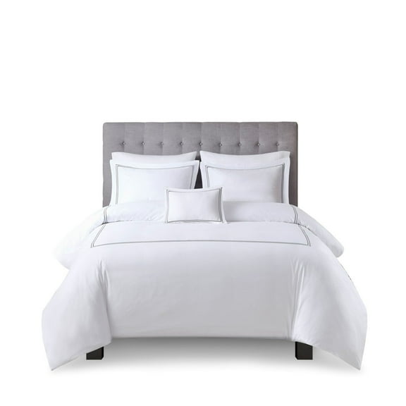 Gracie Mills Mooney 500 Thread Count Embroidered Cotton Sateen Duvet Cover Set - GRACE-15349