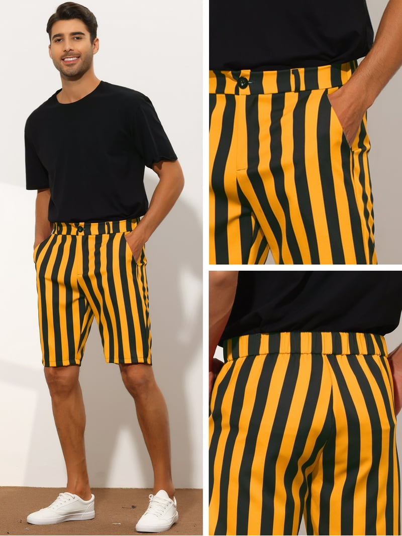 Unique Bargains Men's Striped Shorts Regular Fit Casual