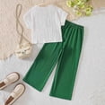 thumbnail image 4 of Karoyedx Girls Summer Clothes Girls' 2 Piece Outfits Casual Drawstring Jogger Pants and Basic Short Sleeve Top Set Green Size,8 Years, 4 of 8