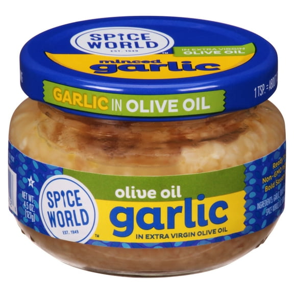 Spice World Minced Garlic in Extra Virgin Olive Oil, 4.5 oz