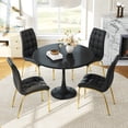 thumbnail image 6 of 5-Piece Dining Table Set, 31.5" Round Tulip Pedestal Dining Table and 4 Ergonomically Designed PU Chairs, Dining Table Set for Kitchen, Living Room, Office, 6 of 7